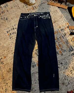 Vintage COOGI Baggy Embroidered Denim Jeans 38x34 Y2K Hip Hop